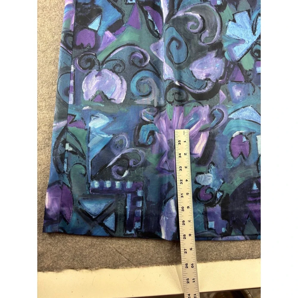 Nancy II VTG Abstract Floral Maxi Dress Purple Blue Women Plus 18WP Retro Artsy